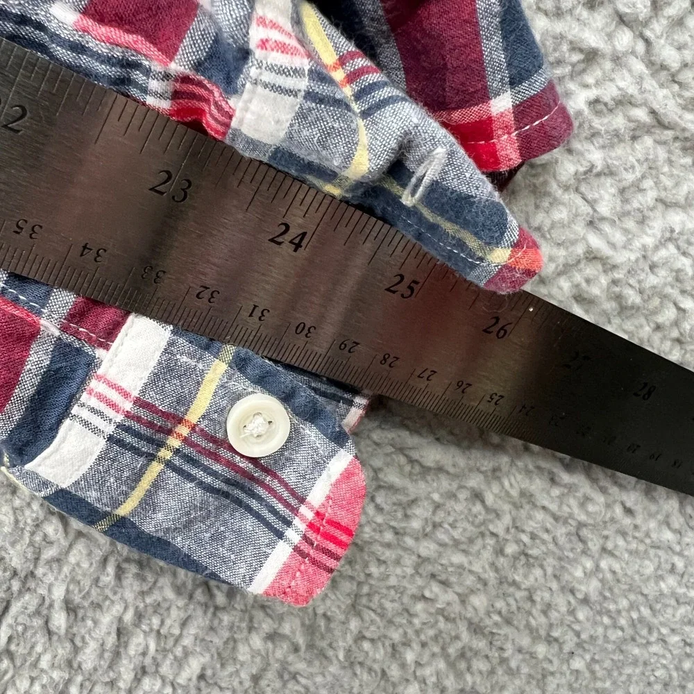 J Crew Mens Indian Madras Plaid Shirt Medium Slim Fit Preppy Heritage Ivy League